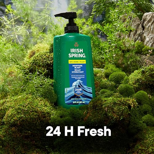 Irish Spring Mens Body Wash, Moisture Blast Body Wash for Men, Feel Fresh All Day, 30 Oz Pump Bottle